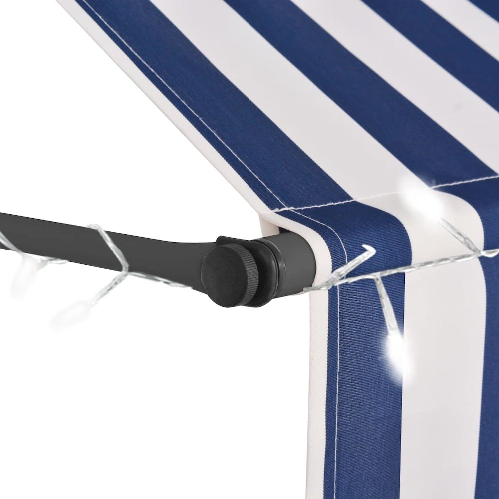 Retractable Awning Blue and white Polyester with PU coating, Steel. Picture 4