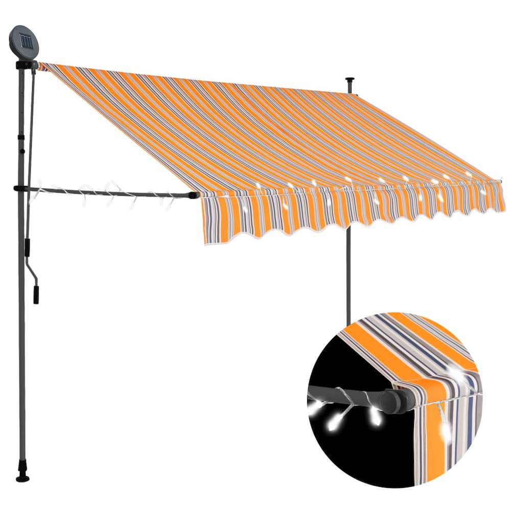 Retractable Awning Yellow and Blue Polyester with PU coating, Steel. Picture 1