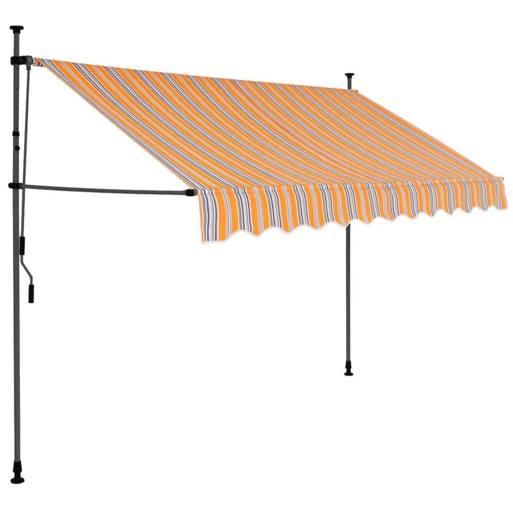Retractable Awning Yellow and Blue Polyester with PU coating, Steel. Picture 2