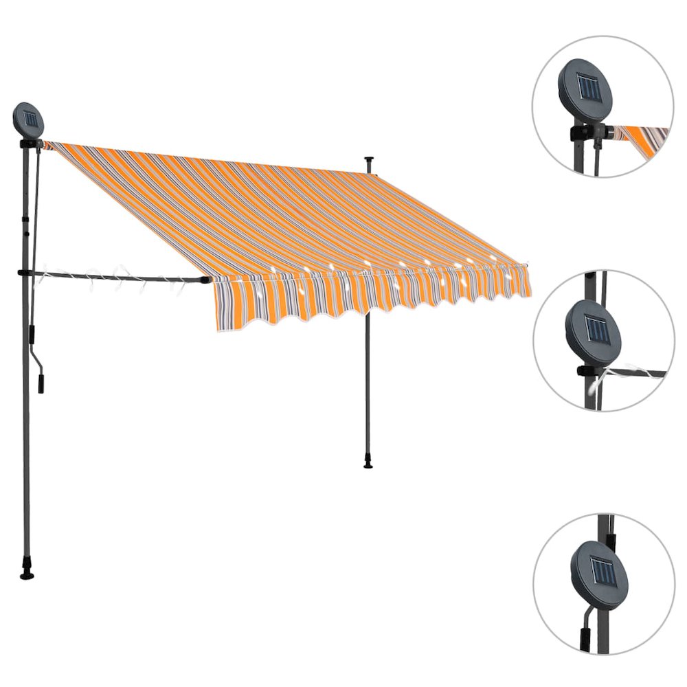 Retractable Awning Yellow and Blue Polyester with PU coating, Steel. Picture 3