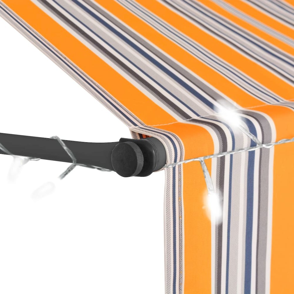 Retractable Awning Yellow and Blue Polyester with PU coating, Steel. Picture 4