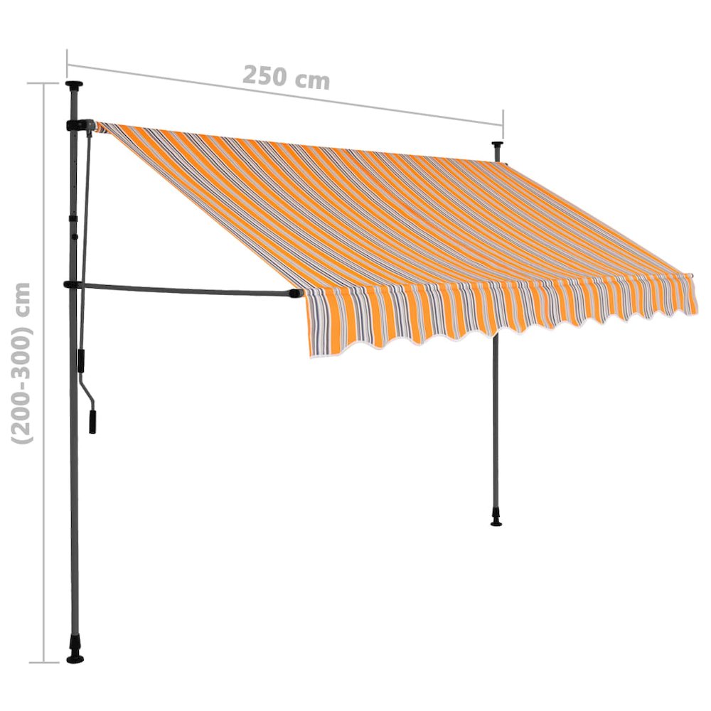Retractable Awning Yellow and Blue Polyester with PU coating, Steel. Picture 8