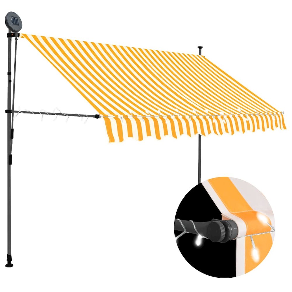 Retractable Awning White and Orange Polyester with PU coating. Picture 1