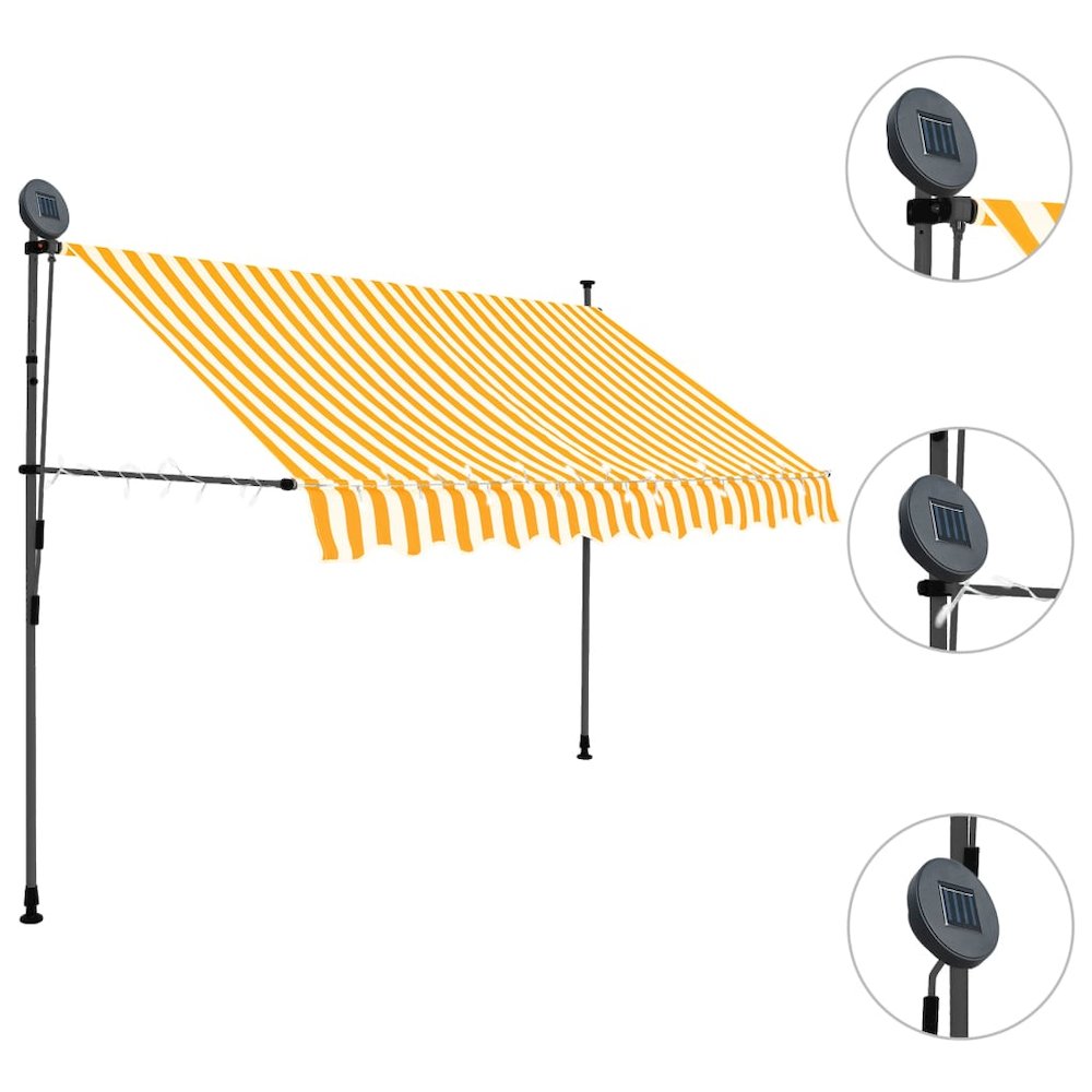 Retractable Awning White and Orange Polyester with PU coating. Picture 3