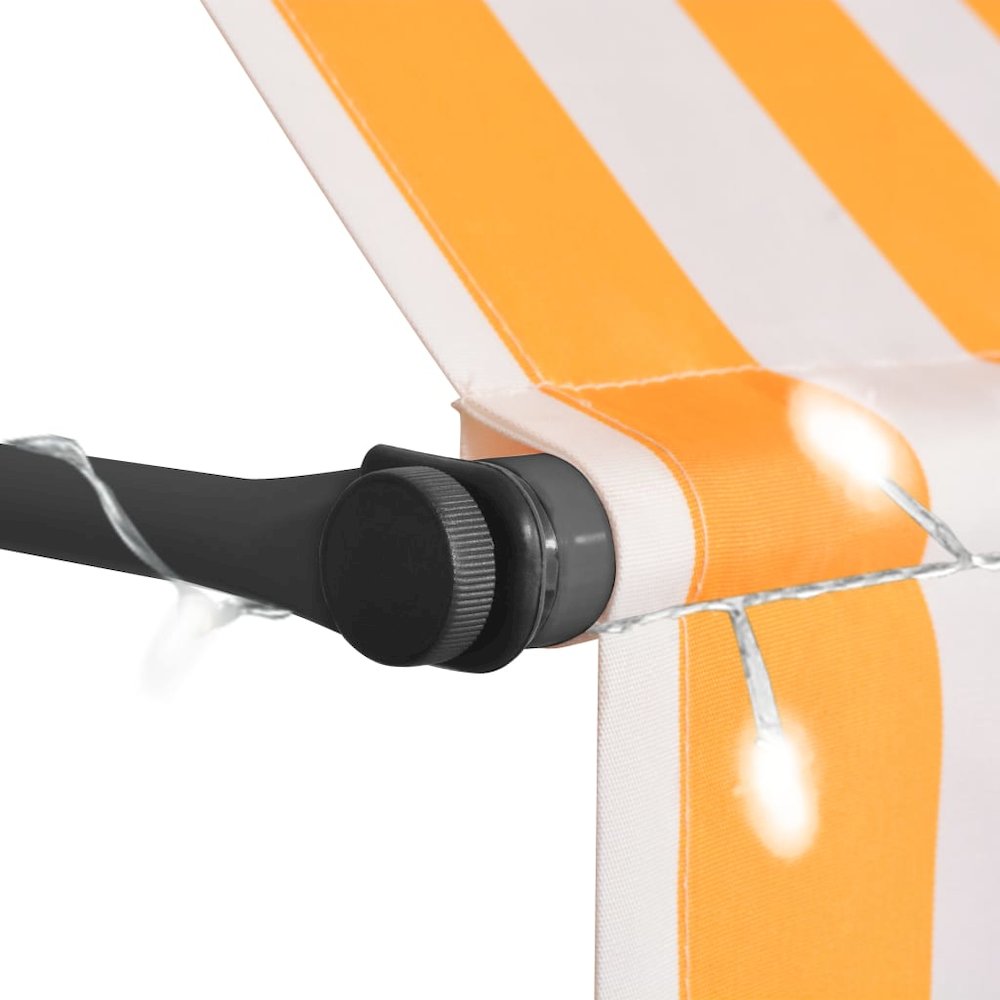Retractable Awning White and Orange Polyester with PU coating. Picture 4
