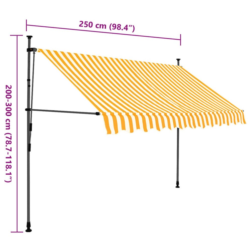 Retractable Awning White and Orange Polyester with PU coating. Picture 8