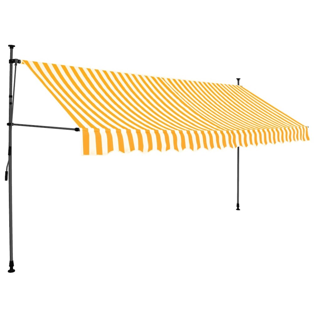 Retractable Awning White and orange Polyester with PU coating Large. Picture 2