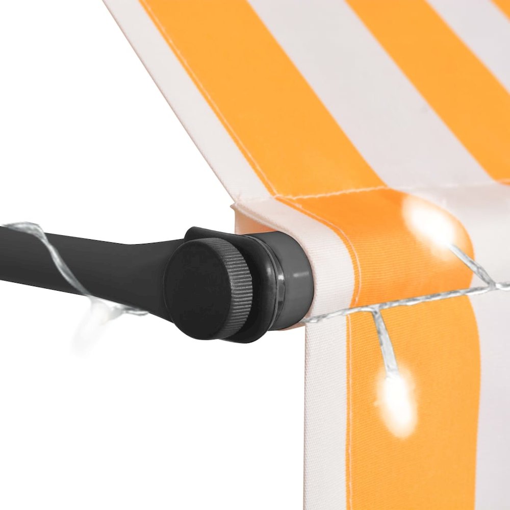 Retractable Awning White and orange Polyester with PU coating Large. Picture 4