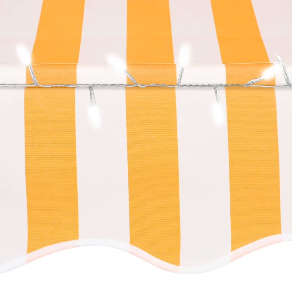 Retractable Awning White and orange Polyester with PU coating Large. Picture 5