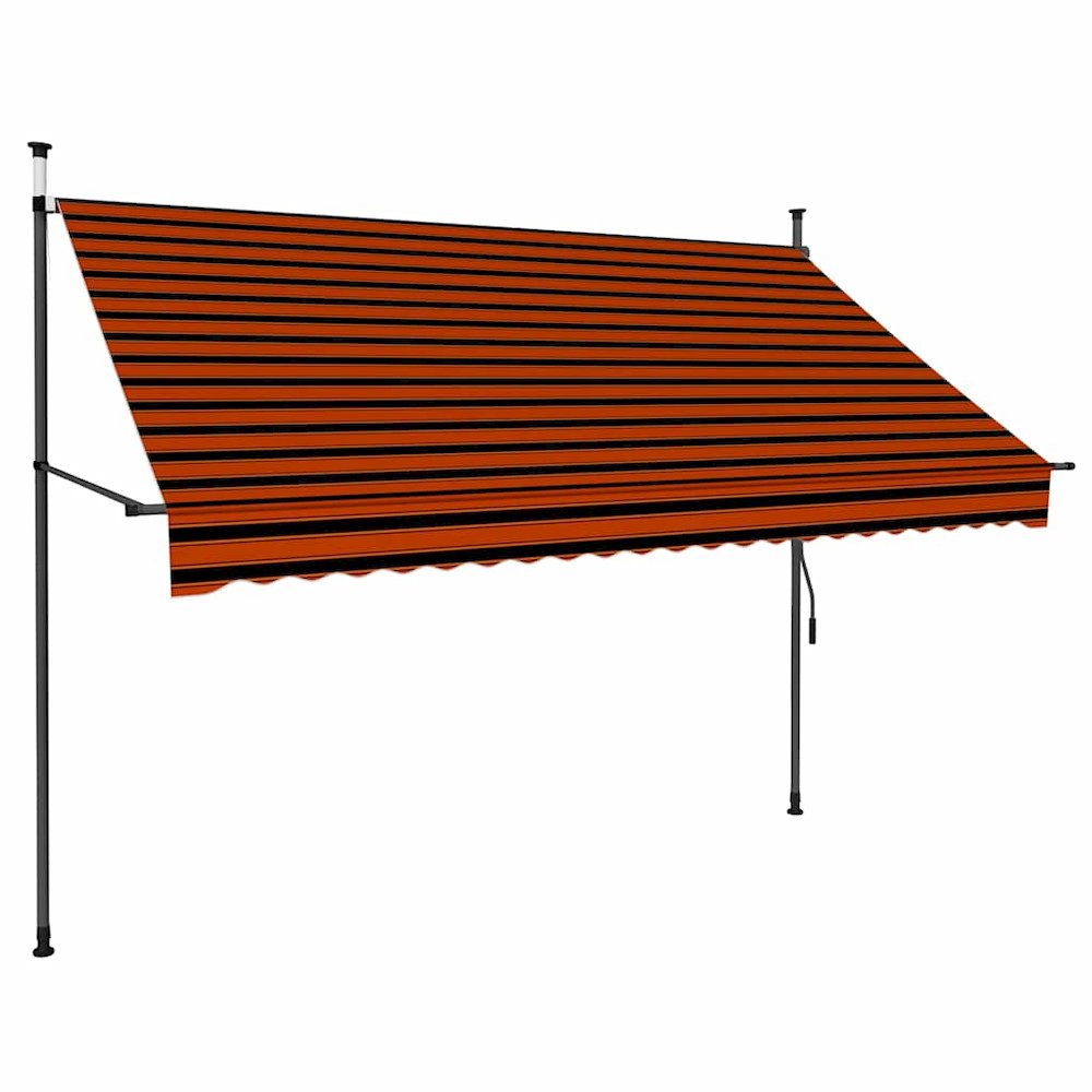 Retractable Awning Orange and Brown Polyester with PU coating, Steel. Picture 3