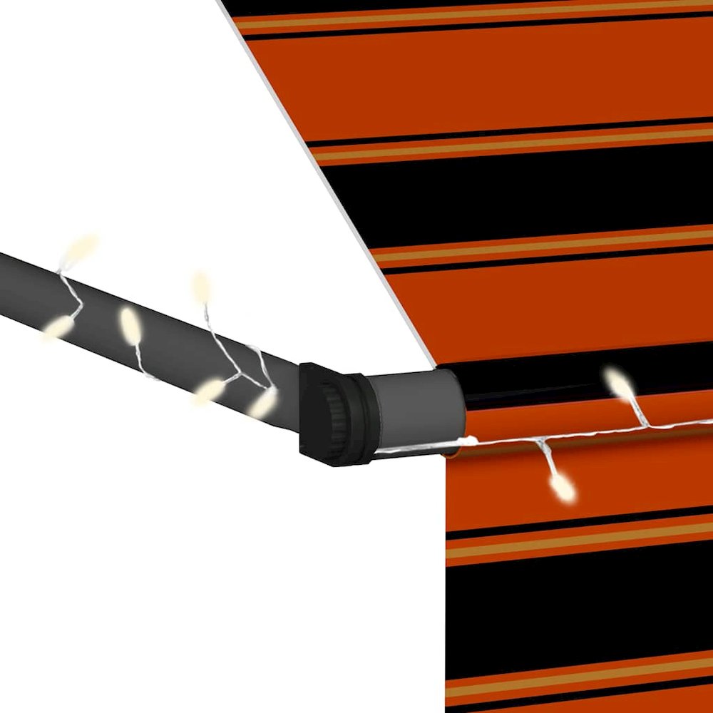 Retractable Awning Orange and Brown Polyester with PU coating, Steel. Picture 7