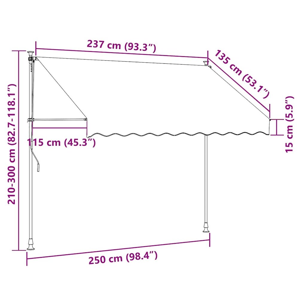 Retractable Awning Orange and Brown Polyester with PU coating, Steel. Picture 9