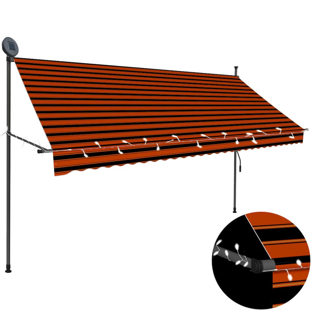 Retractable Awning Orange and Brown. Picture 1