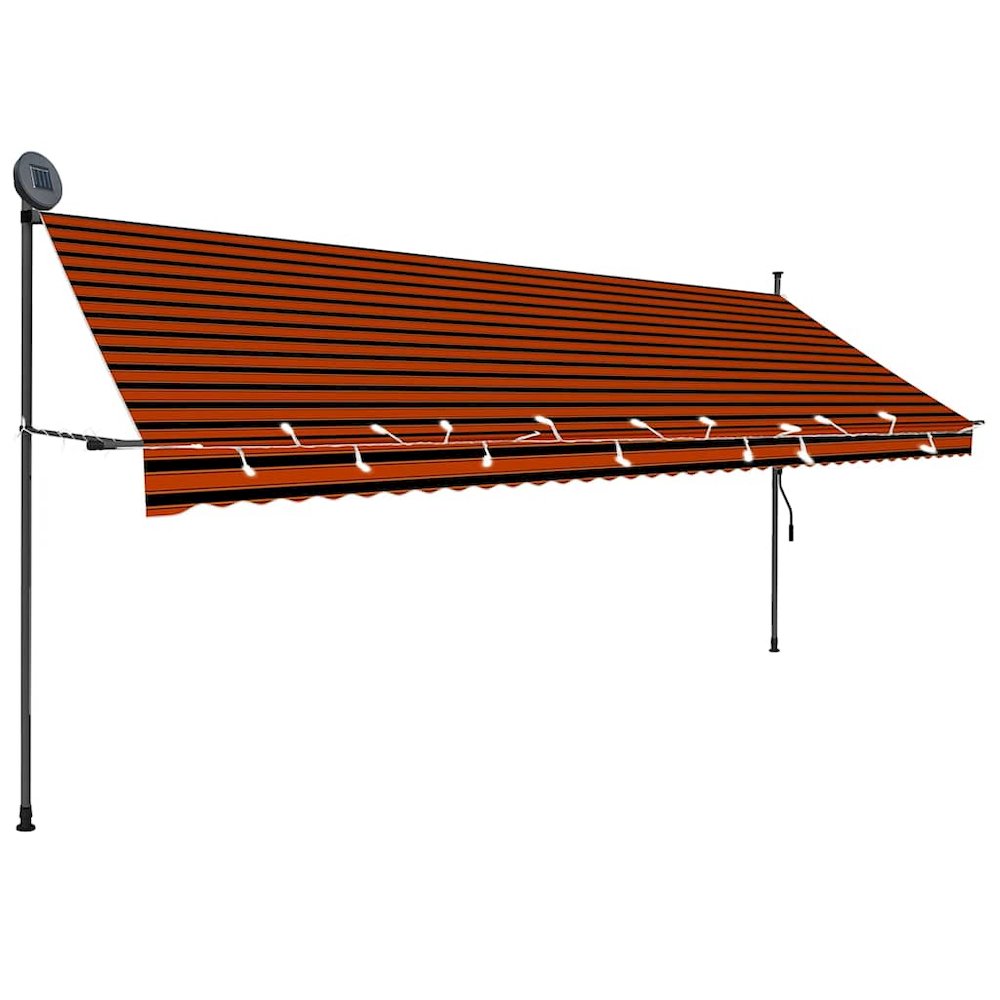 Retractable Awning Orange and Brown Polyester with PU coating, Steel. Picture 1