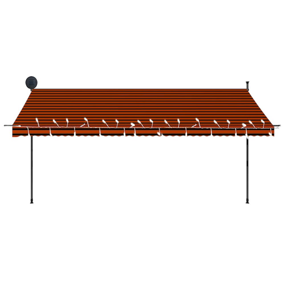 Retractable Awning Orange and Brown Polyester with PU coating, Steel. Picture 6