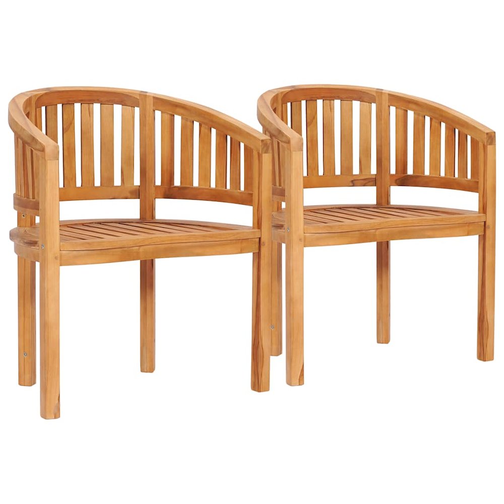 Garden Chair Set of 2 Natural Teak Teak Wood Standard. Picture 1