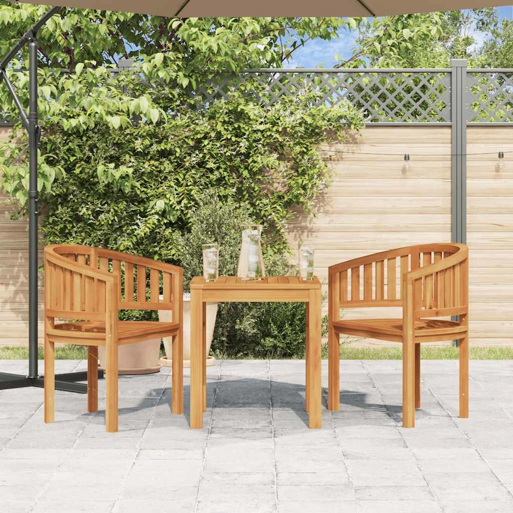 Garden Chair Set of 2 Natural Teak Teak Wood Standard. Picture 3