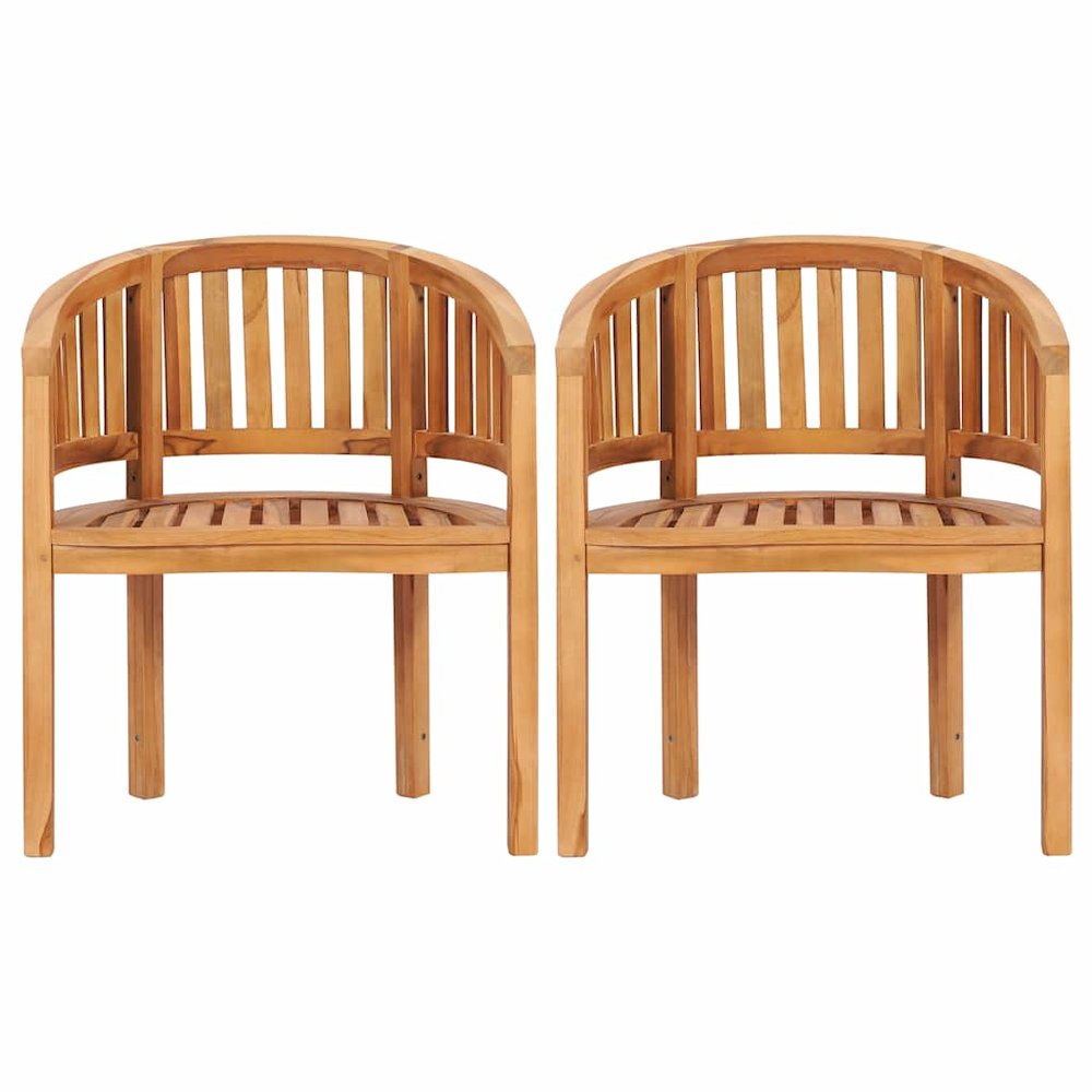 Garden Chair Set of 2 Natural Teak Teak Wood Standard. Picture 5