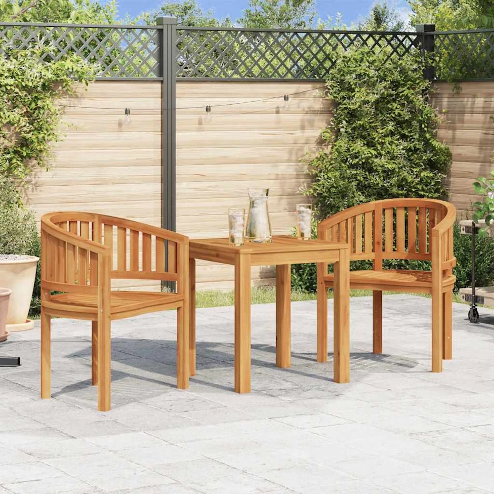 Garden Chair Set of 2 Natural Teak Teak Wood Standard. Picture 2
