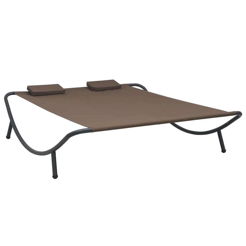 vidaXL Outdoor Lounge Bed Fabric Brown, 48075. Picture 1