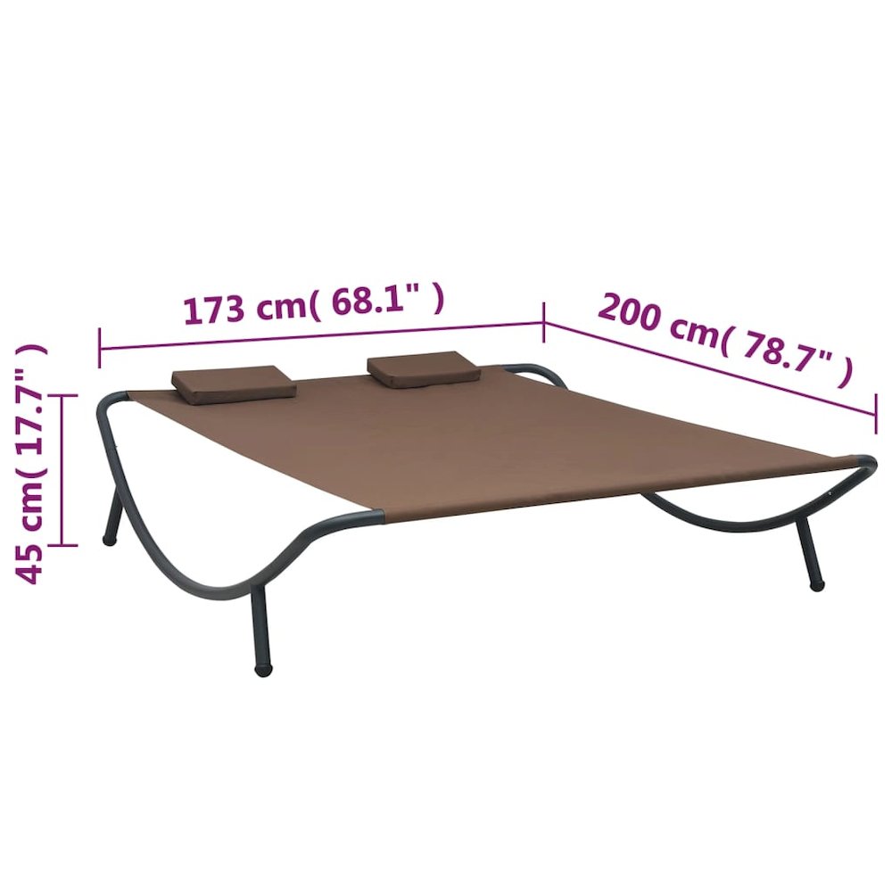 vidaXL Outdoor Lounge Bed Fabric Brown, 48075. Picture 7