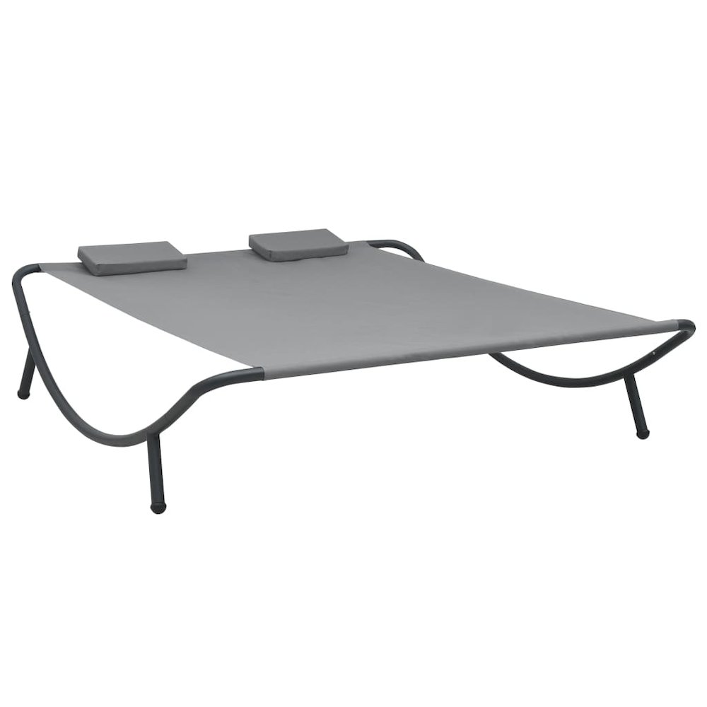 Sun Lounger Anthracite 100% Polyester, Powder-Coated Steel Double. Picture 1