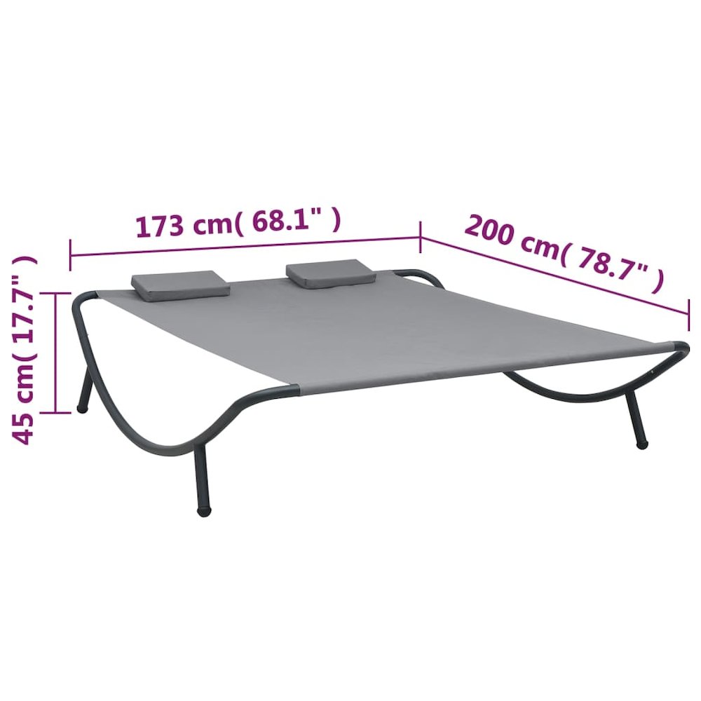 Sun Lounger Anthracite 100% Polyester, Powder-Coated Steel Double. Picture 7