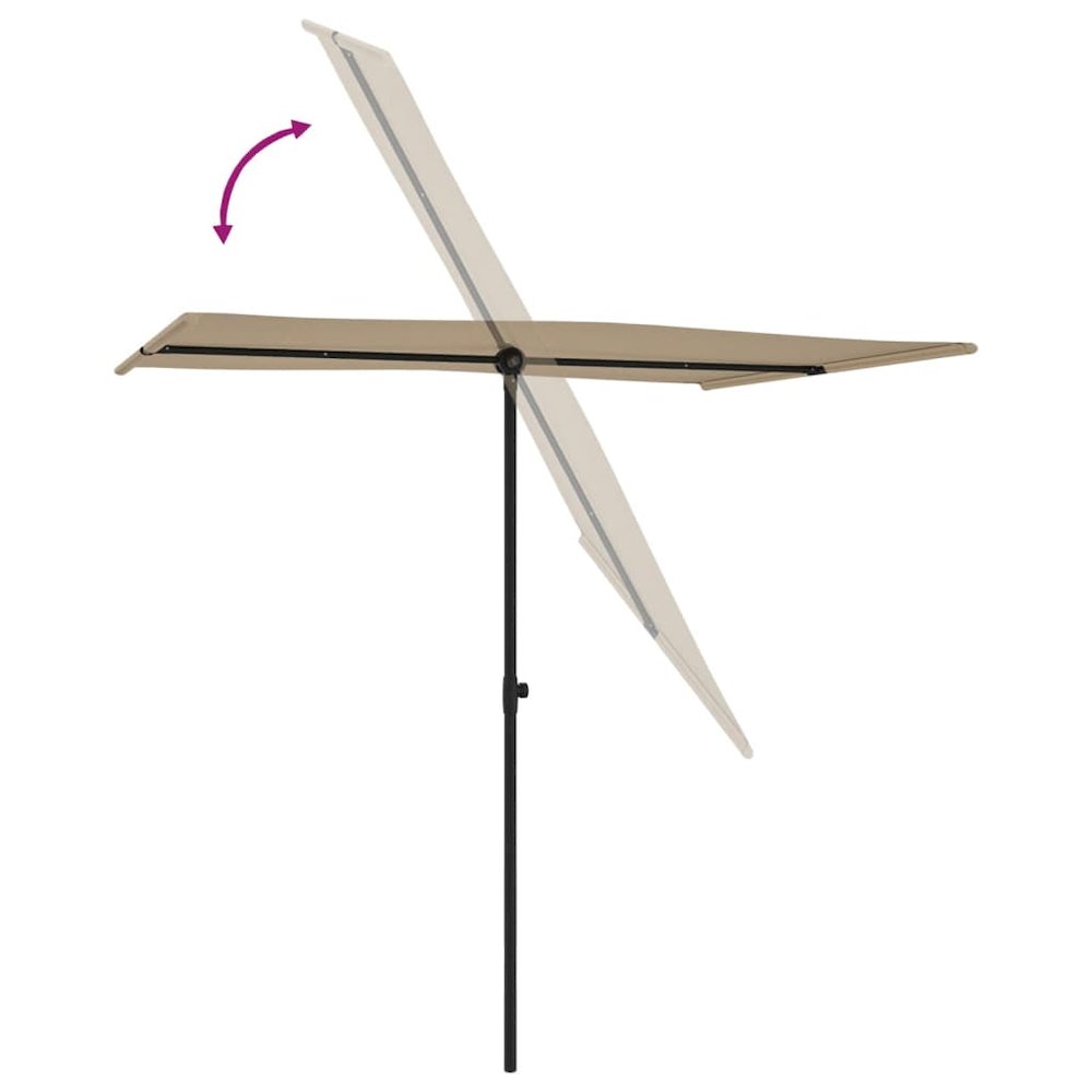 Garden Parasol Taupe Polyester 6.6x4.9 ft Garden Parasol. Picture 6