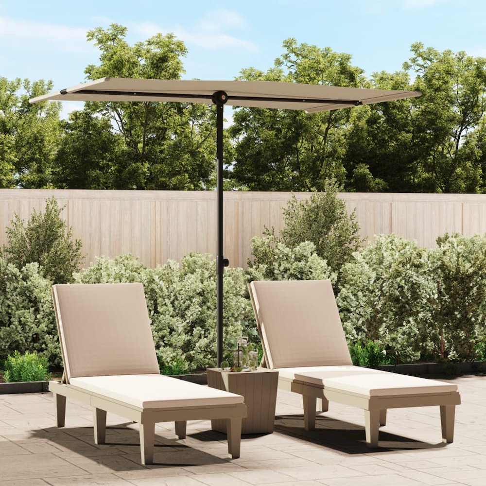 Garden Parasol Taupe Polyester 6.6x4.9 ft Garden Parasol. Picture 1