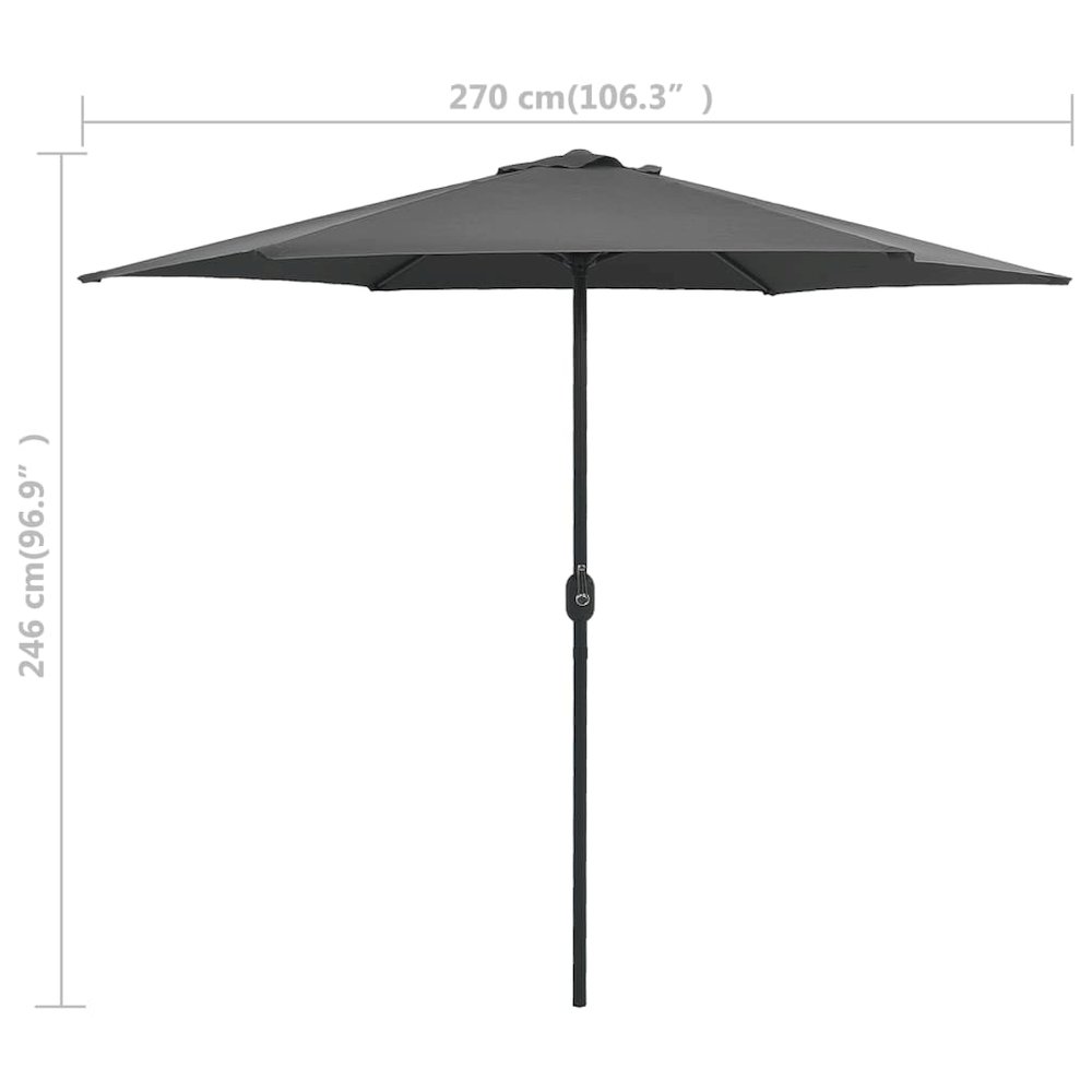 Garden Parasol Anthracite Aluminum 8.9 ft diameter. Picture 7