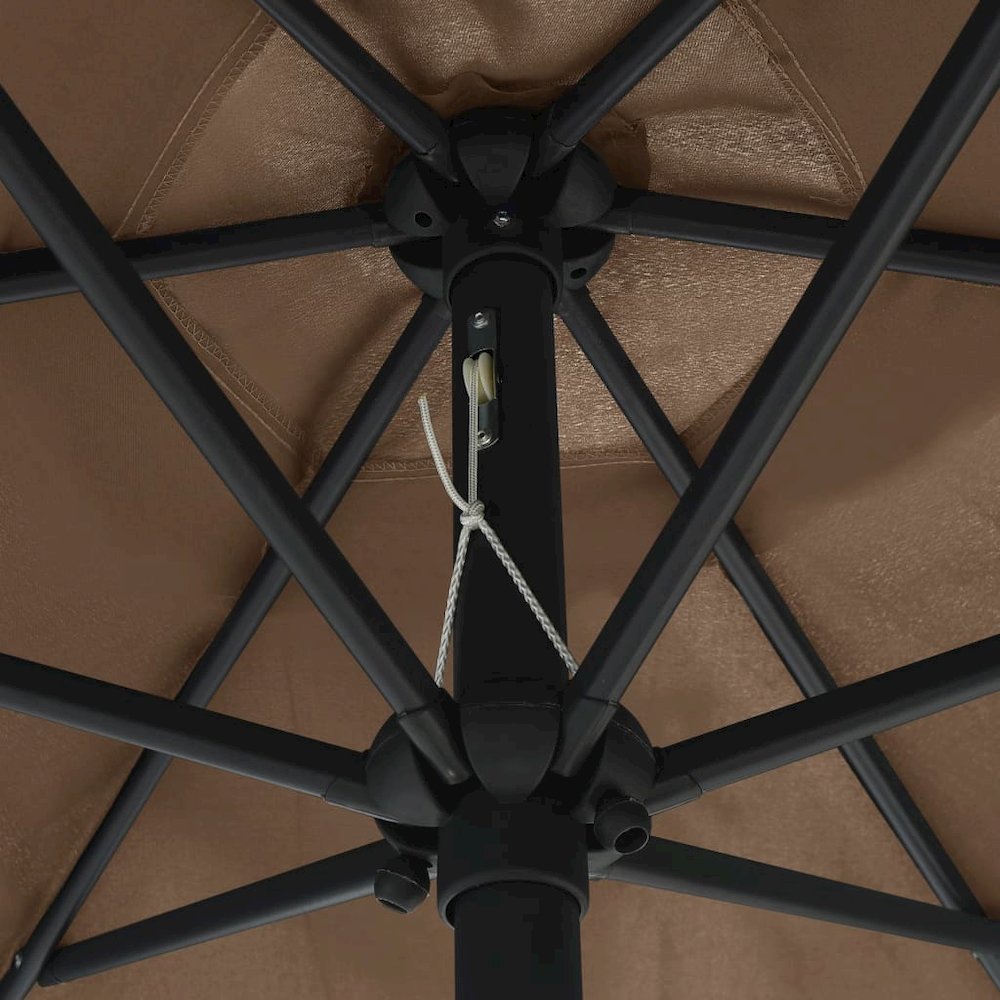 Garden Parasol Taupe Polyester Standard Garden Parasol Round. Picture 5
