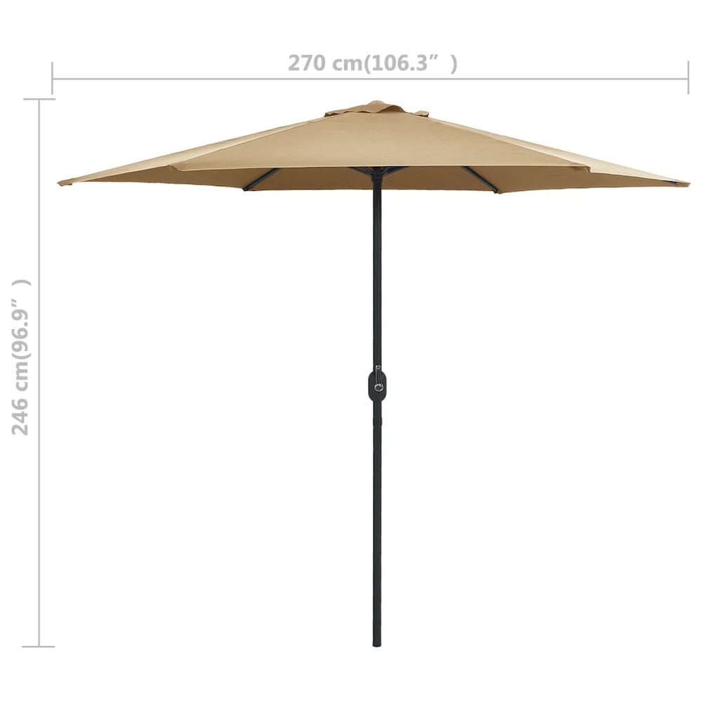 Garden Parasol Taupe Polyester Standard Garden Parasol Round. Picture 7