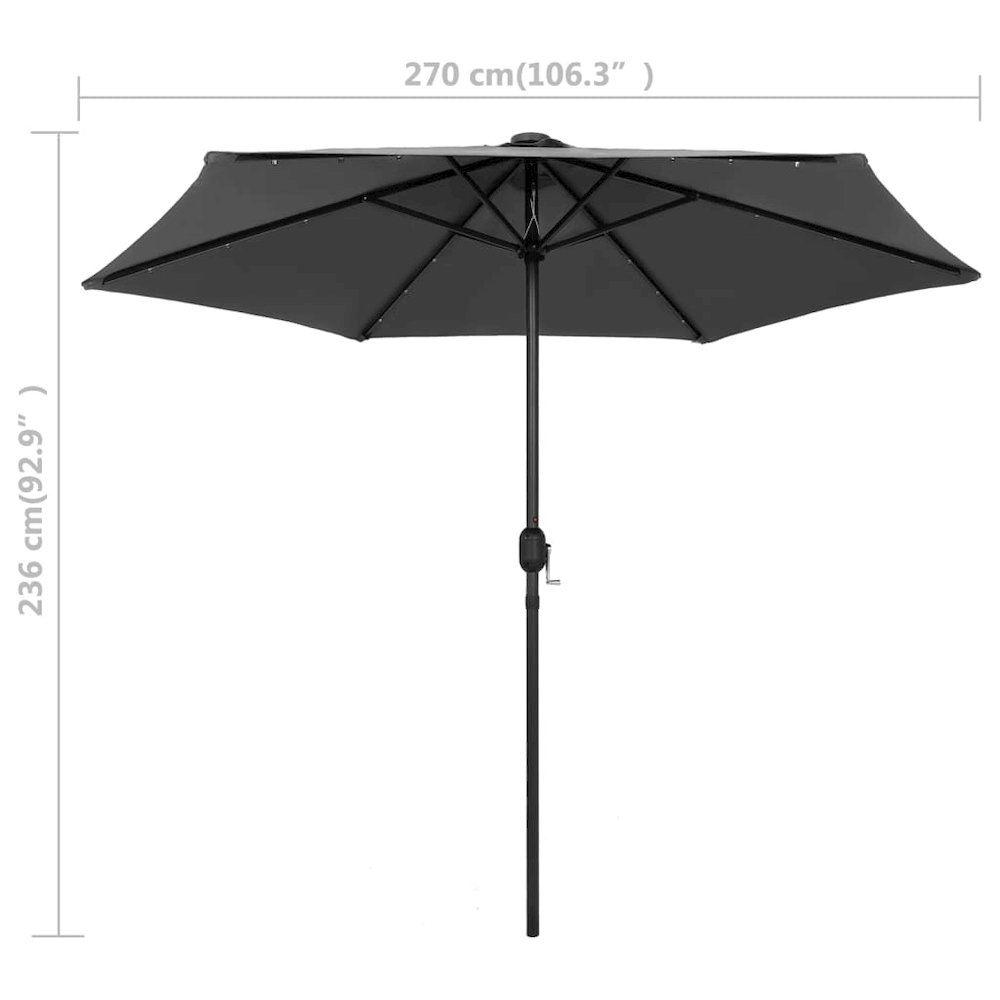 Garden Parasol Anthracite Polyester fabric, aluminum pole. Picture 7
