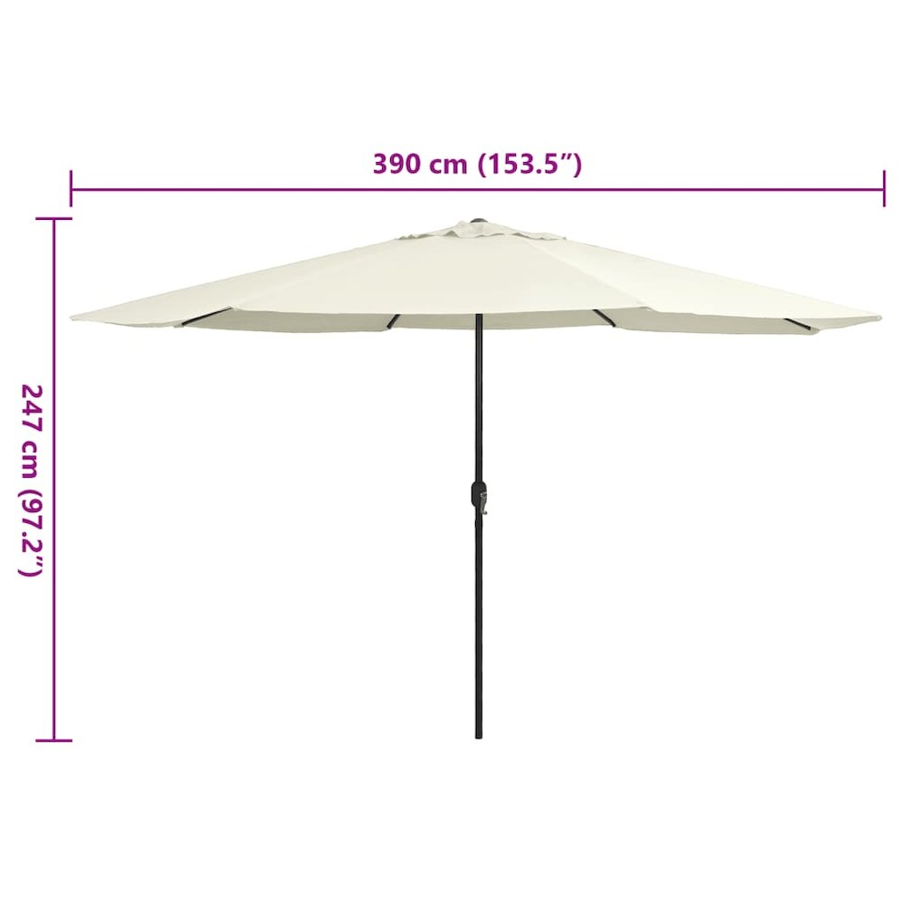 Garden Parasol Sand White Polyester, Metal Large. Picture 6