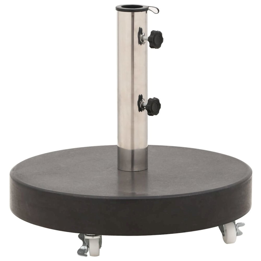 Parasol Base Black Granite, Stainless Steel 66 lb Rollable. Picture 1