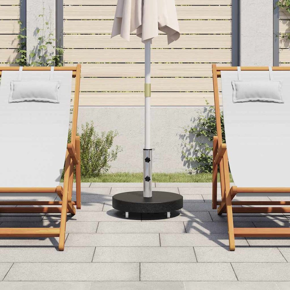 Parasol Base Black Granite, Stainless Steel 66 lb Rollable. Picture 3