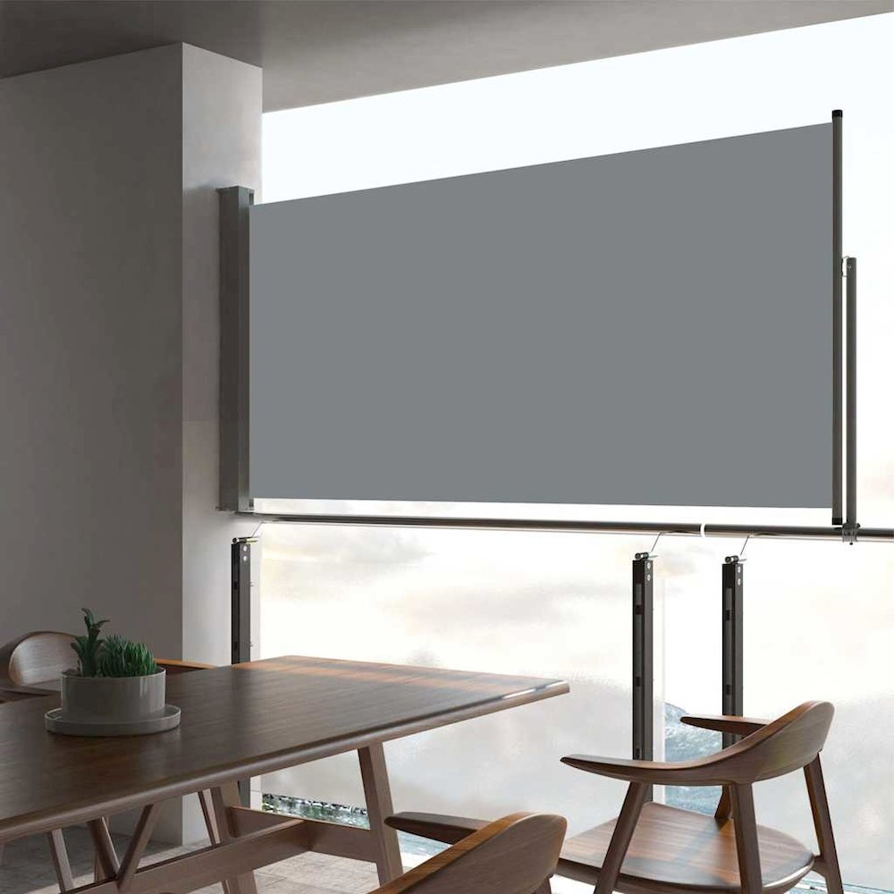 vidaXL Patio Retractable Side Awning 31.5"x118.1" Gray, 48360. Picture 2