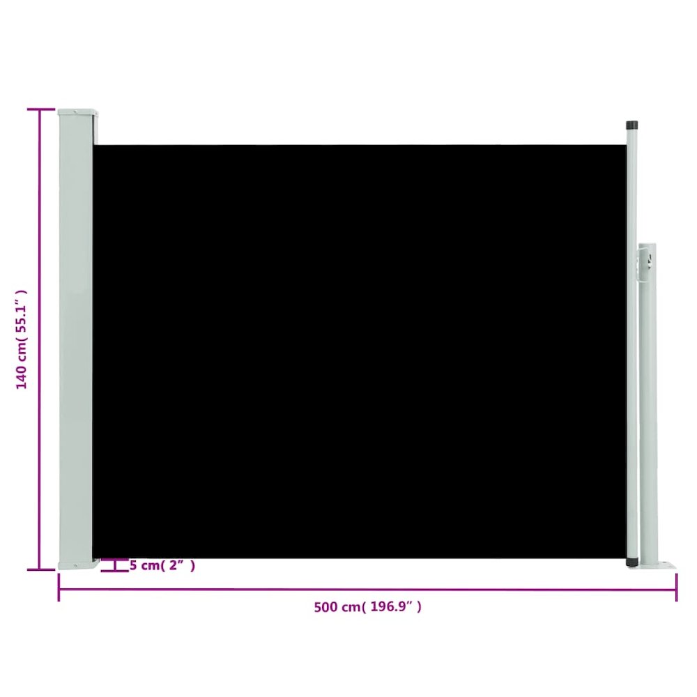 Side Awning Black Polyester fabric, Steel cover Medium. Picture 8