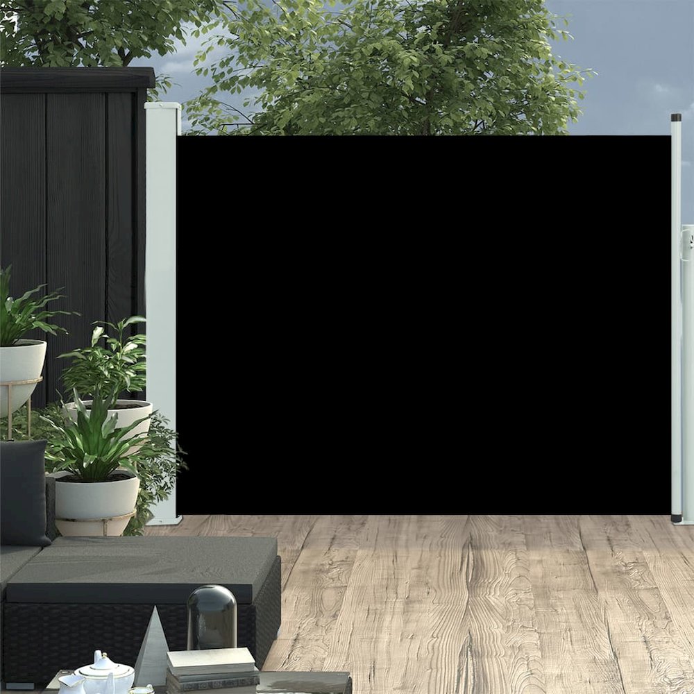 Side Awning Black Polyester fabric, Steel cover Medium. Picture 1