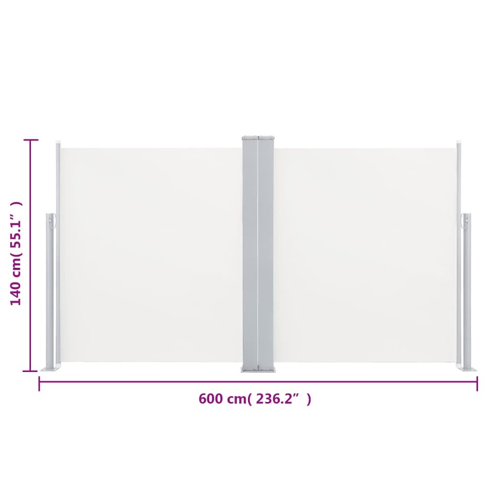 Side Awning Cream Polyester with PU coating 55.1 x 236.2 in. Picture 12