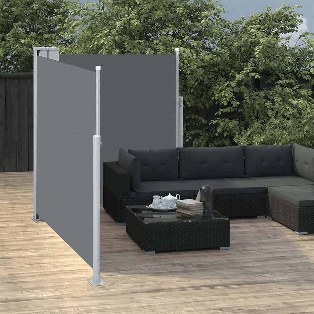 Side Awning Anthracite Polyester with PU coating 55.1x236.2 in. Picture 3