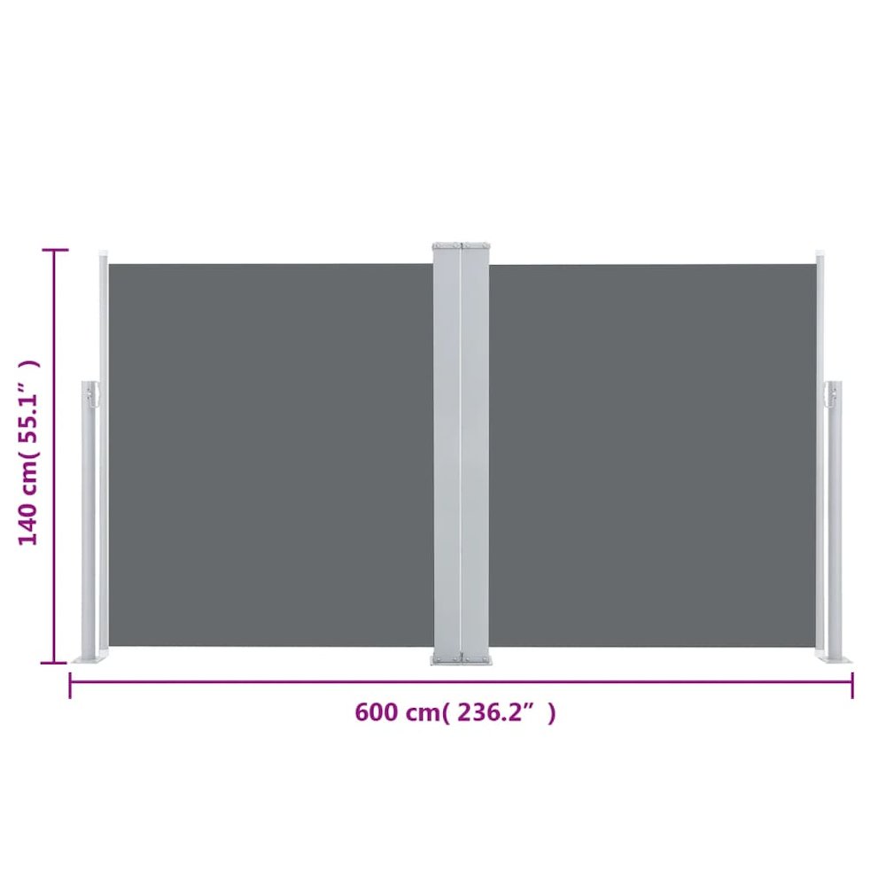 Side Awning Anthracite Polyester with PU coating 55.1x236.2 in. Picture 12