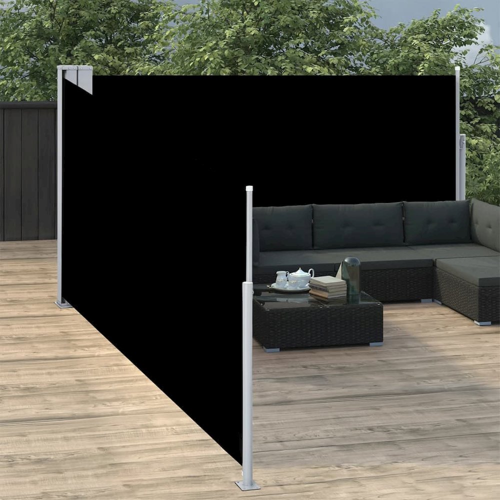 Side Awning Black Polyester with PU coating 55.1x393.7 in. Picture 3