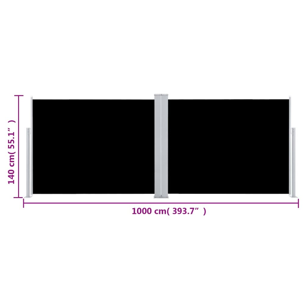 Side Awning Black Polyester with PU coating 55.1x393.7 in. Picture 12