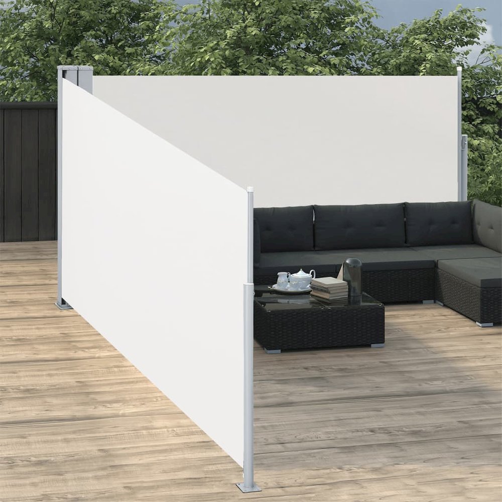 Side Awning Cream Polyester with PU coating 55.1 x 393.7 in. Picture 3