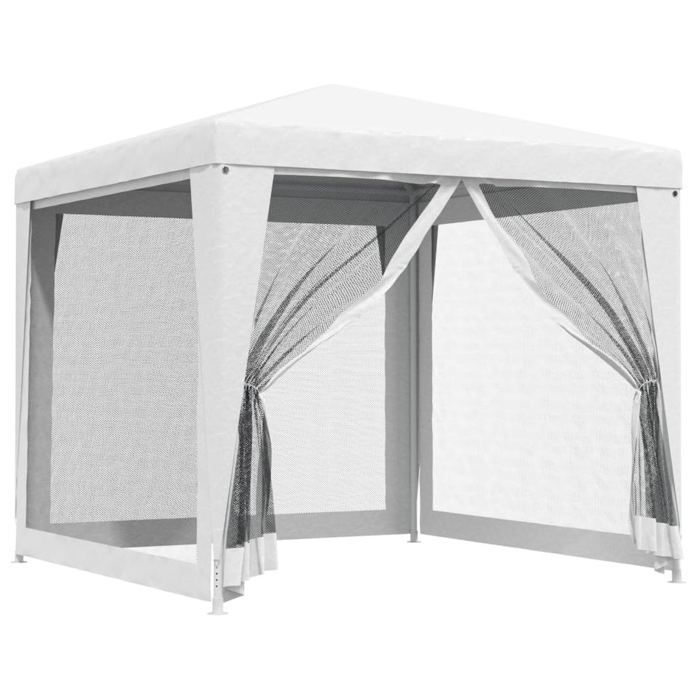 vidaXL Party Tent with 4 Mesh Sidewalls 8.2'x8.2' White. Picture 2