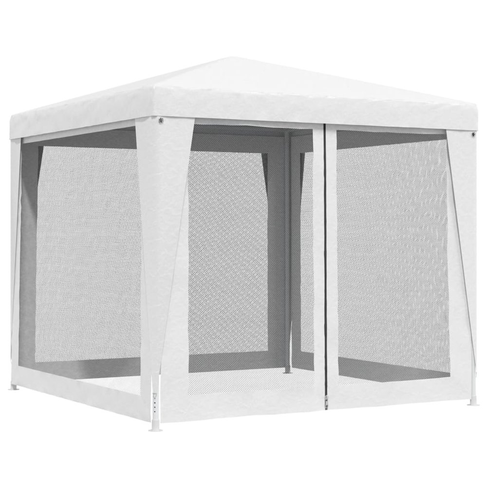 vidaXL Party Tent with 4 Mesh Sidewalls 8.2'x8.2' White. Picture 4