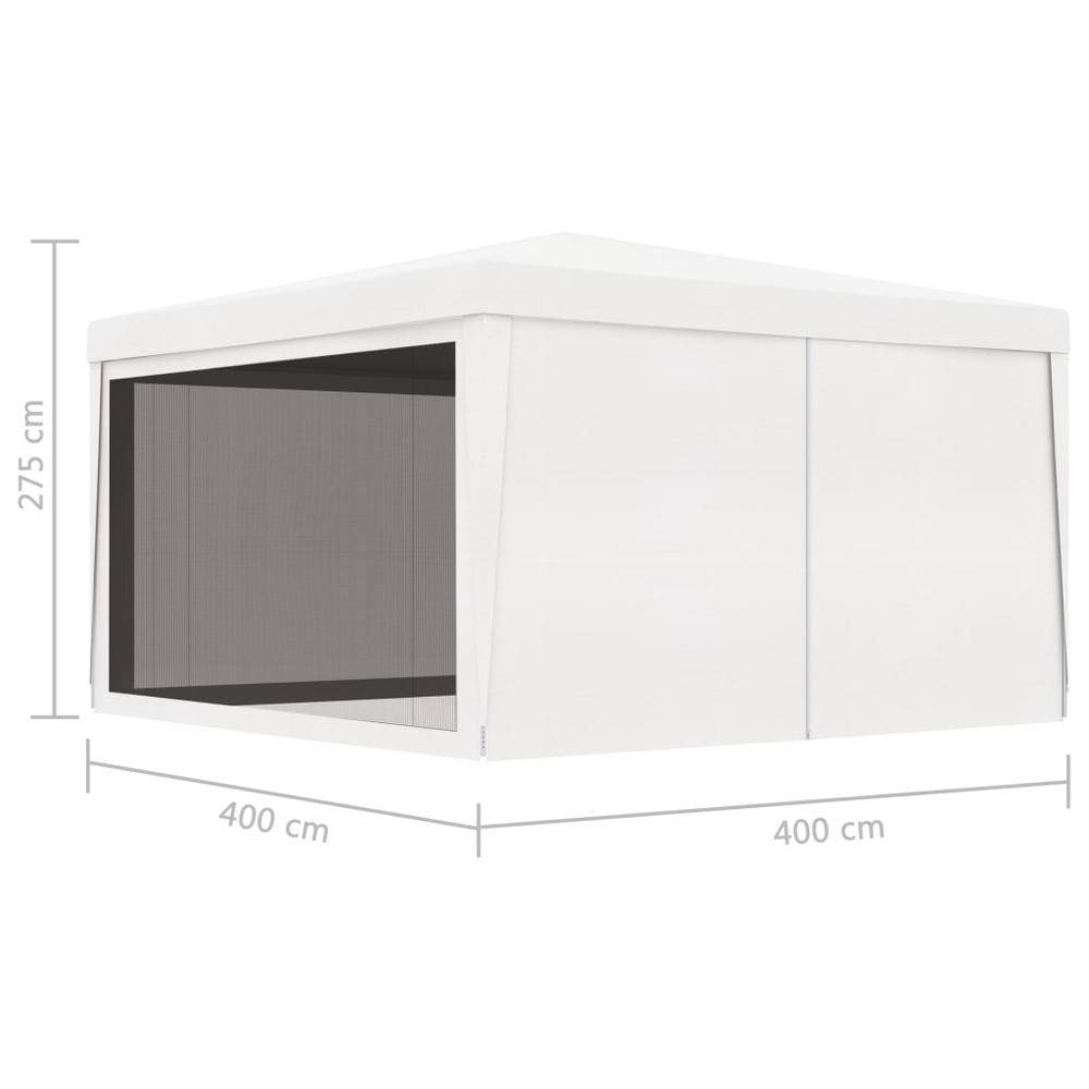 vidaXL Party Tent with 4 Mesh Sidewalls 13.1'x13.1' White. Picture 9