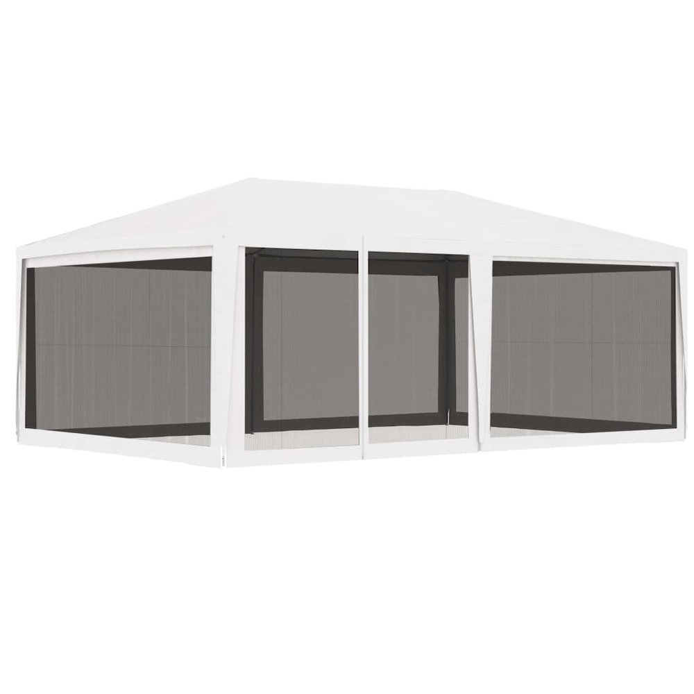 Party Tent White with Black Mesh. Picture 1