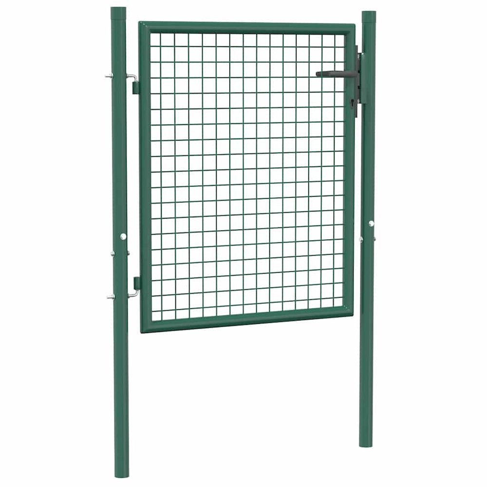 Fence Gate Steel 39.4"x29.5" Green. Picture 1